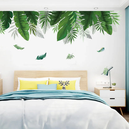 Nordic Green Plants Wall Sticker for bedroom decoration, waterproof and easy to apply