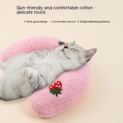 U-Shaped Pet Pillow for cats and small dogs in various colors, supporting vertebra and enhancing sleep