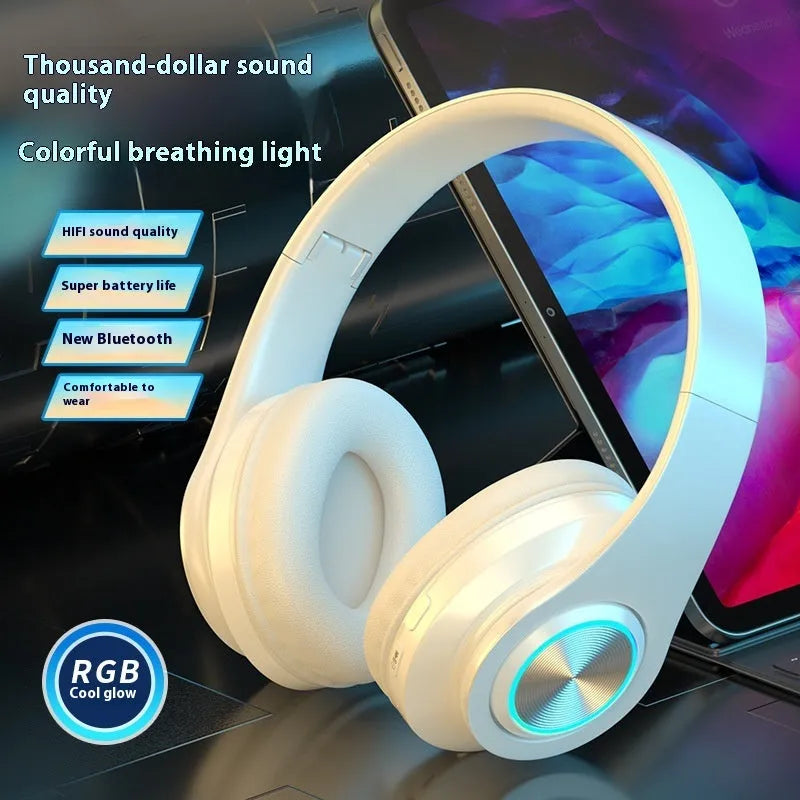 Bluetooth wireless gaming headset in black, white, red, or black-red colours with head-mounted design