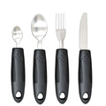 Stainless steel adaptive tableware with rubber handles including spoons and bendable utensils