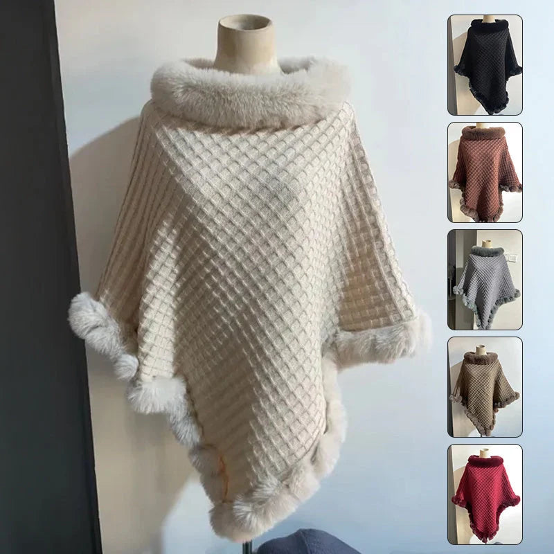 Rex Rabbit Fur Collar Shawl Cape in various colours