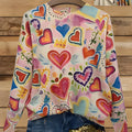 Loose fit lapel collar digital print top in polyester fabric shown in multiple sizes