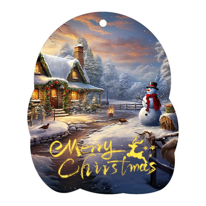 A charming acrylic car-shaped ornament with vibrant colors and a reflective finish, perfect for Christmas decor.