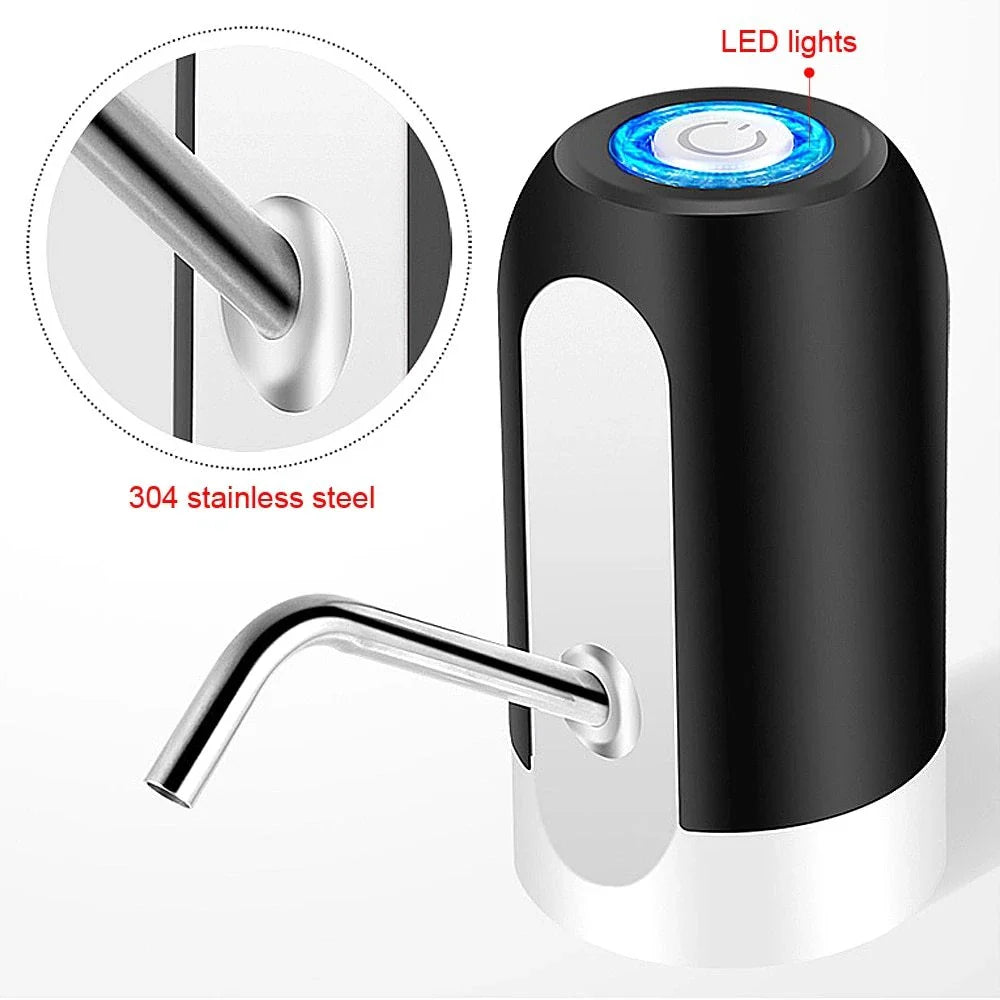 Automatic water bottle pump with USB charging, smart water dispensing device for home and office use