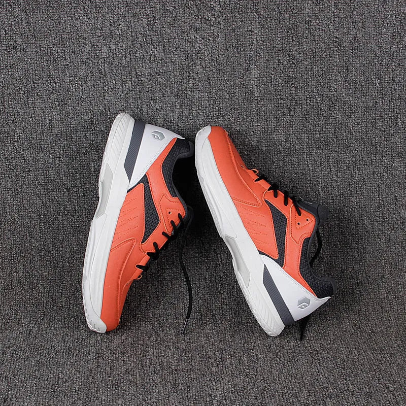 FitVille orange wide last training shoe for men with suede and fabric upper, side view