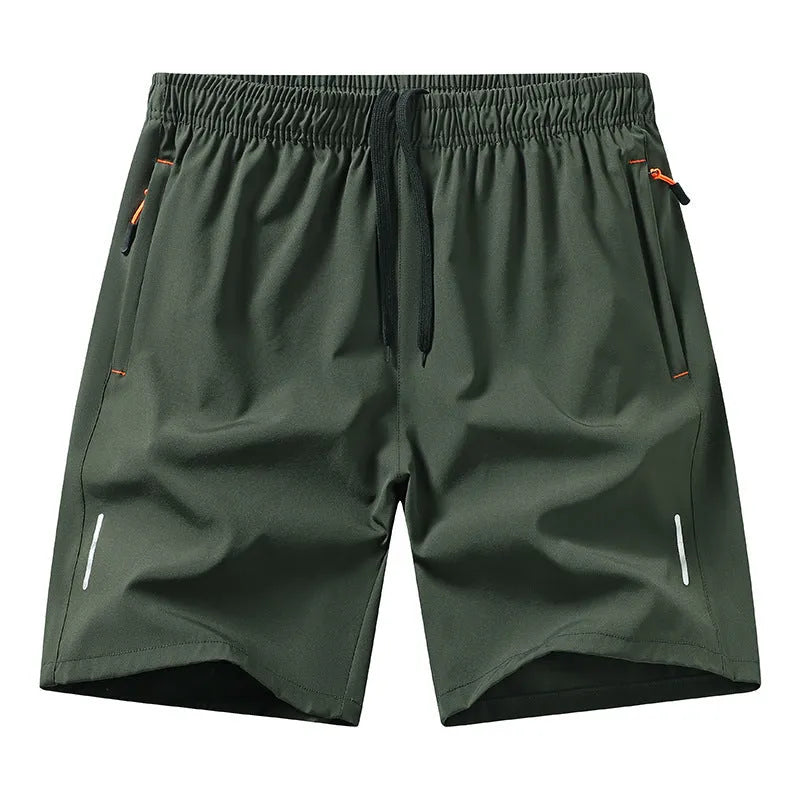 Men's black ice silk basketball shorts with loose straight leg fit for sports training.
