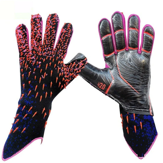 Children's football goalkeeper gloves with rubber palms in red, green, black, or orange colours