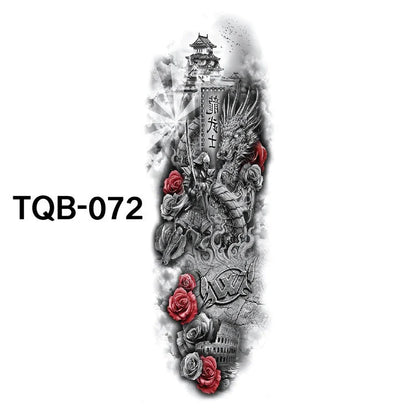 Waterproof full arm tattoo sticker with vibrant designs for temporary body art