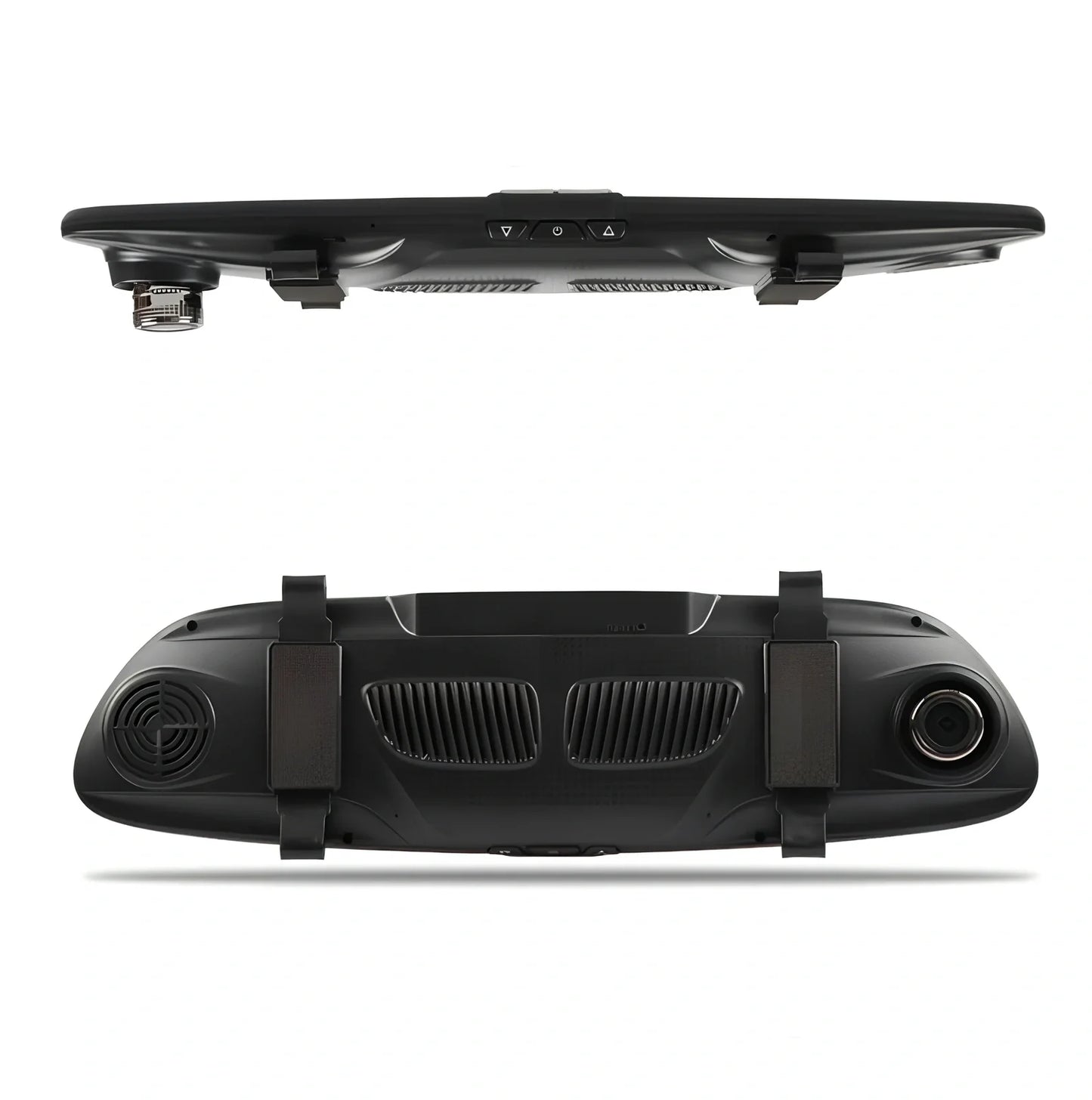 V37 7-inch screen driving recorder mounted on car windscreen showing 1080P footage playback