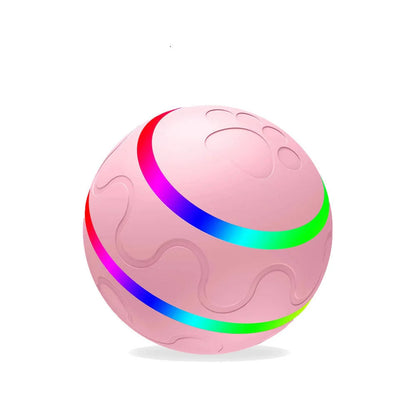 Intelligent Wicked Ball Toy for Cats with automatic rotation and USB charging in orange, yellow, and pink
