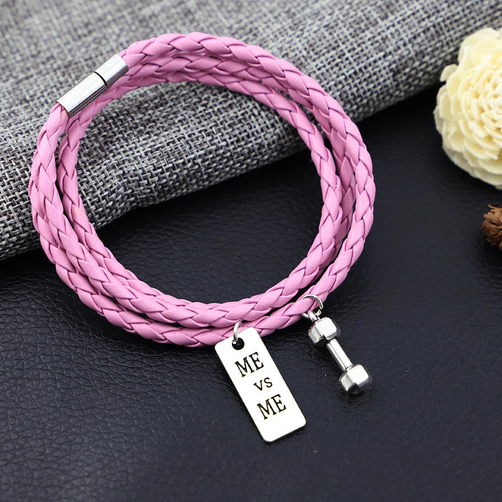 PU Rope Bracelet with 3-lap woven design in blue