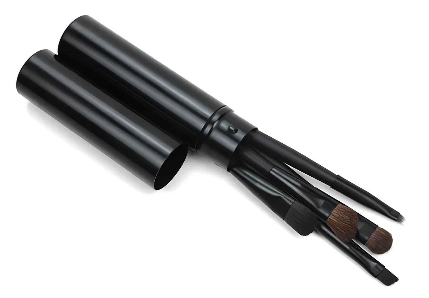 Set of 5 mini eye makeup brushes, 15 cm long, 30 grams, in black gold green pink purple, horse and fiber hair for travel