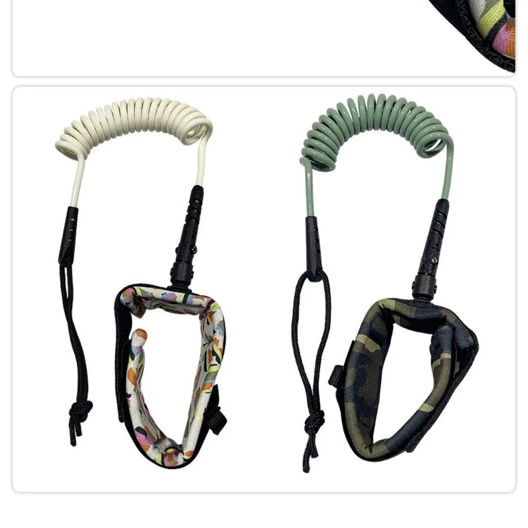A high elastic surfboard hand holding rope, shown in a random colour, for securing boards.