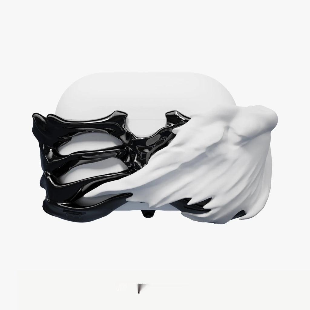 Skeleton wings silicone hard case for AirPods Pro in black with wing design