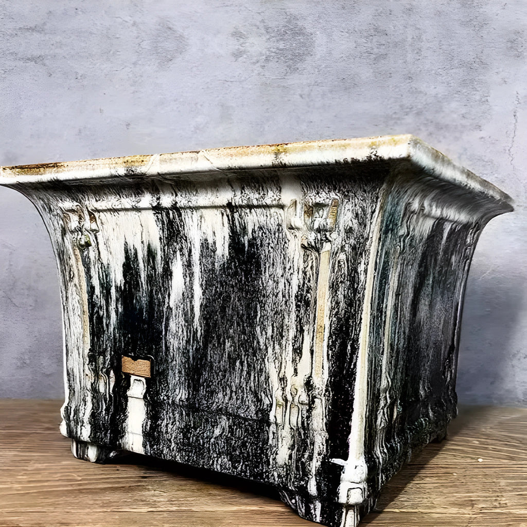 Ceramic square mouth flower pot with classical glaze finish in large size 36 for phalaenopsis