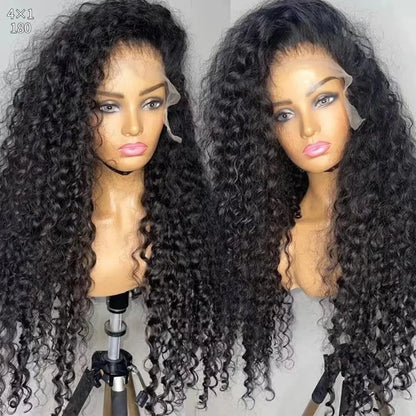 Deep wave T part frontal wig with hand-woven hairline and 100% human hair construction