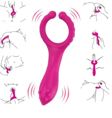 Seismic Clip silicone vibration clip in rose red, 103mm length, with 26mm caliber on a plain background