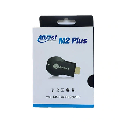 Compact 1080p wireless HDMI dongle in black, 6cm long with USB cable for TV streaming