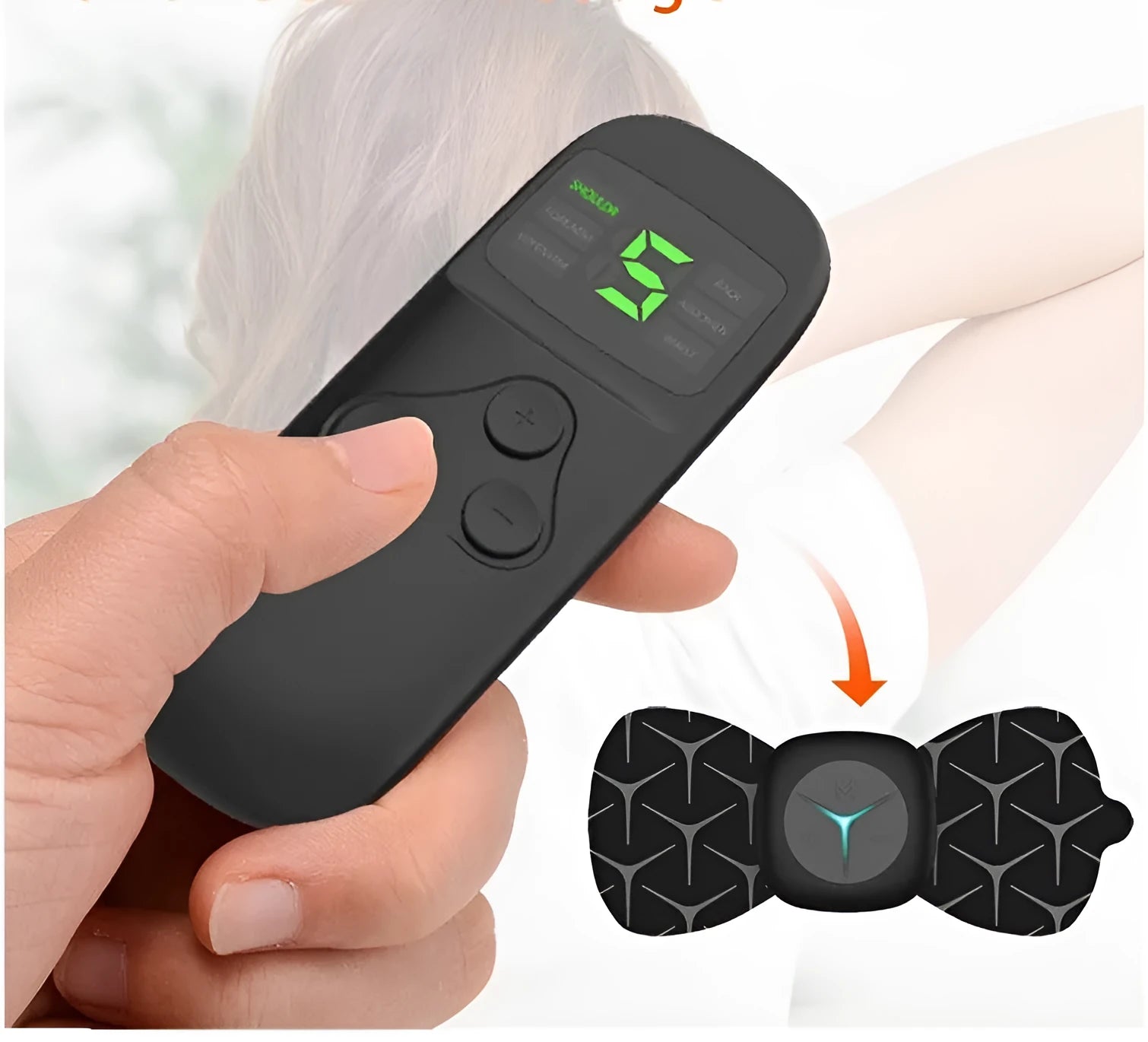 Mini shoulder and neck massager with six pulse modes in black and white