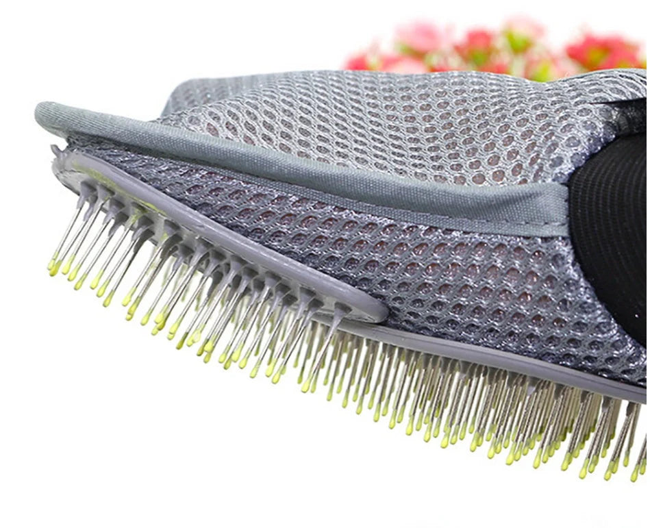 Steel Needle Pet Massage Gloves for effective grooming and circulation stimulation