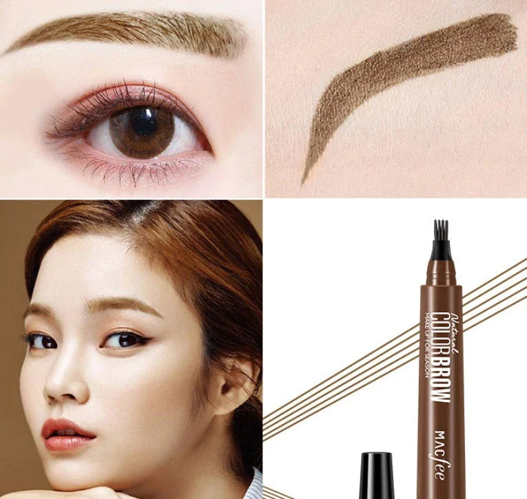 Waterproof Sweatproof Eyebrow Pencil with four-tip design for natural-looking eyebrows