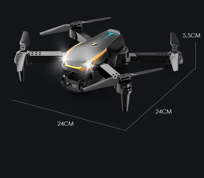 4K HD intelligent quadcopter with GPS return and dual camera option, black plastic with spare blades and protective cover