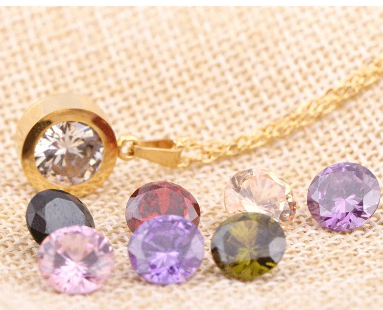 Diamond titanium steel necklace with 8 interchangeable colour options for versatile styling