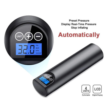 Handheld multi-functional intelligent vehicle tire inflator with LCD screen