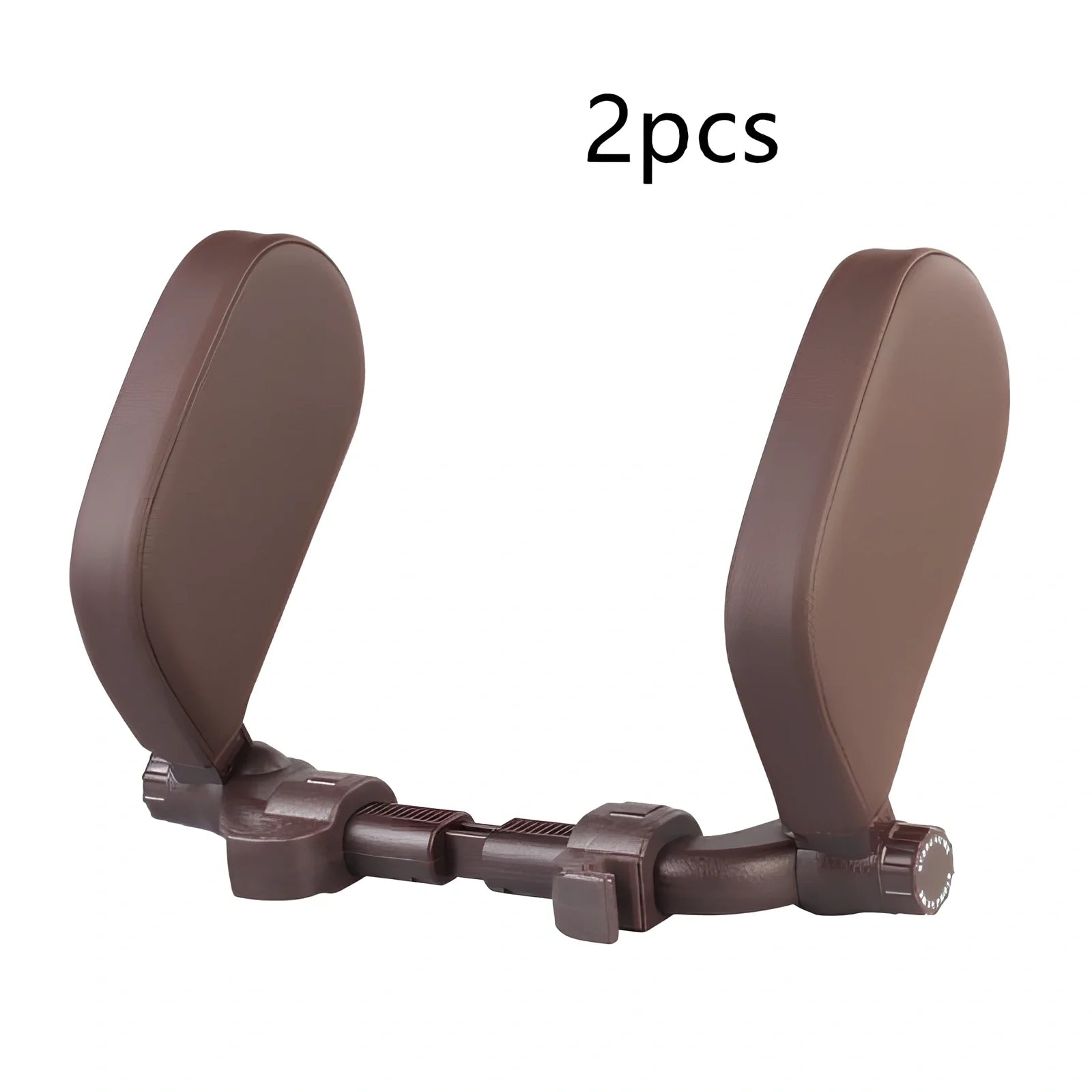 Adjustable car headrest pillow with 36cm bracket and 14cm rotating PU leather cushion