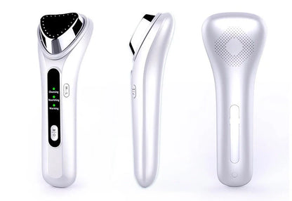 Electric Ultrasonic Facial Beauty Device in white, compact design for skincare