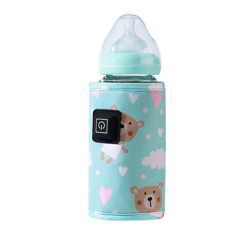 Blue dinosaur print USB baby bottle warmer insulation cover