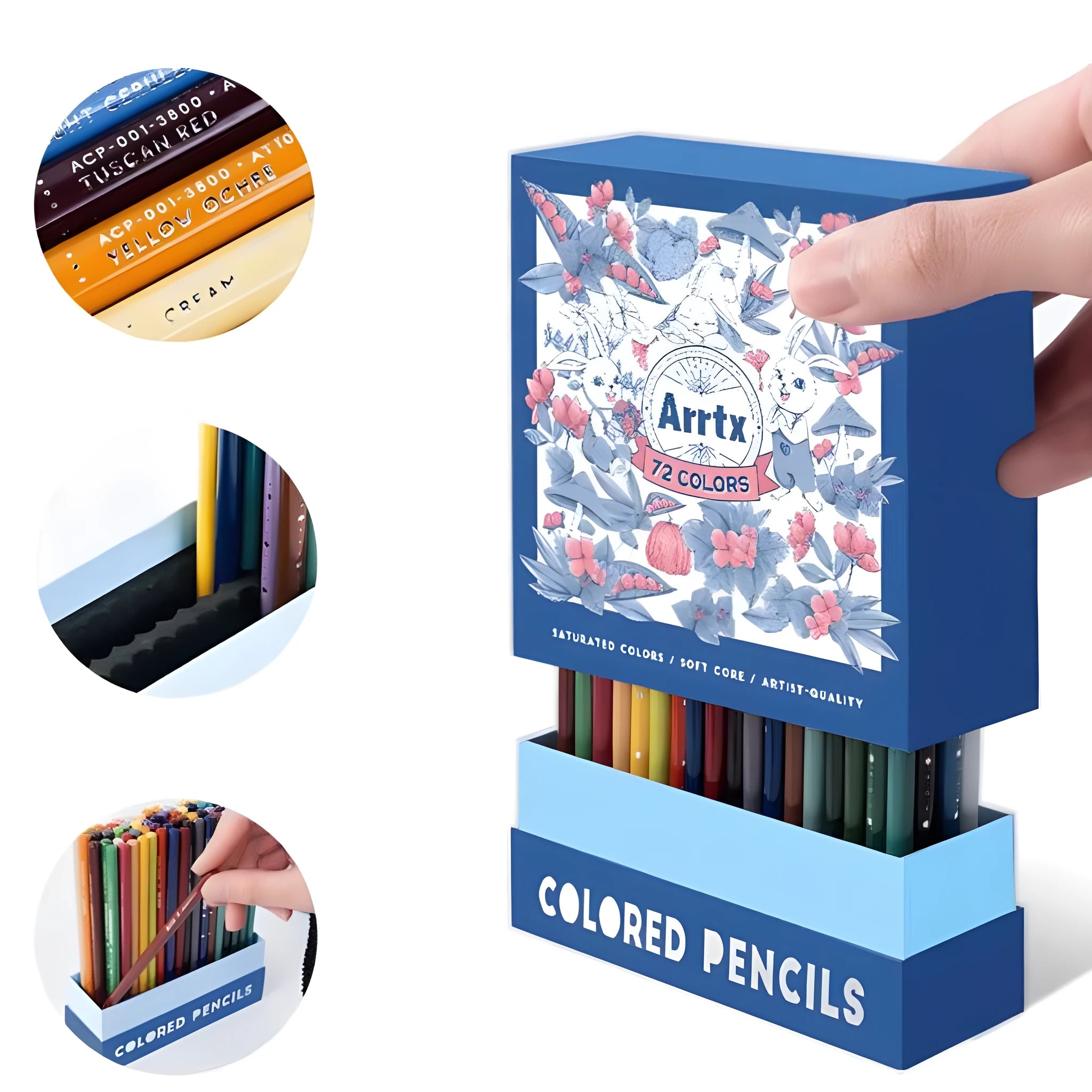 Boxed set of 72 or 126 soft core colour pencils for drawing and art.