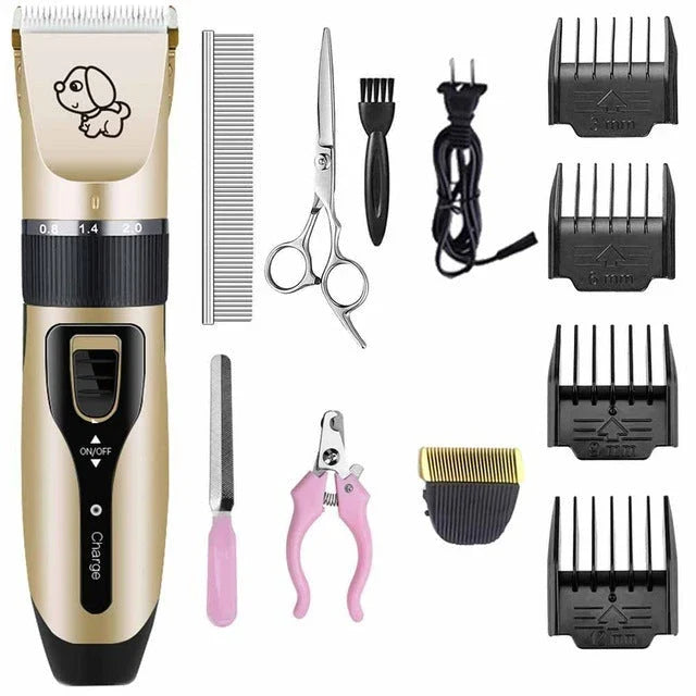 Dog hair clipper with ceramic blade and adjustable combs for precise grooming