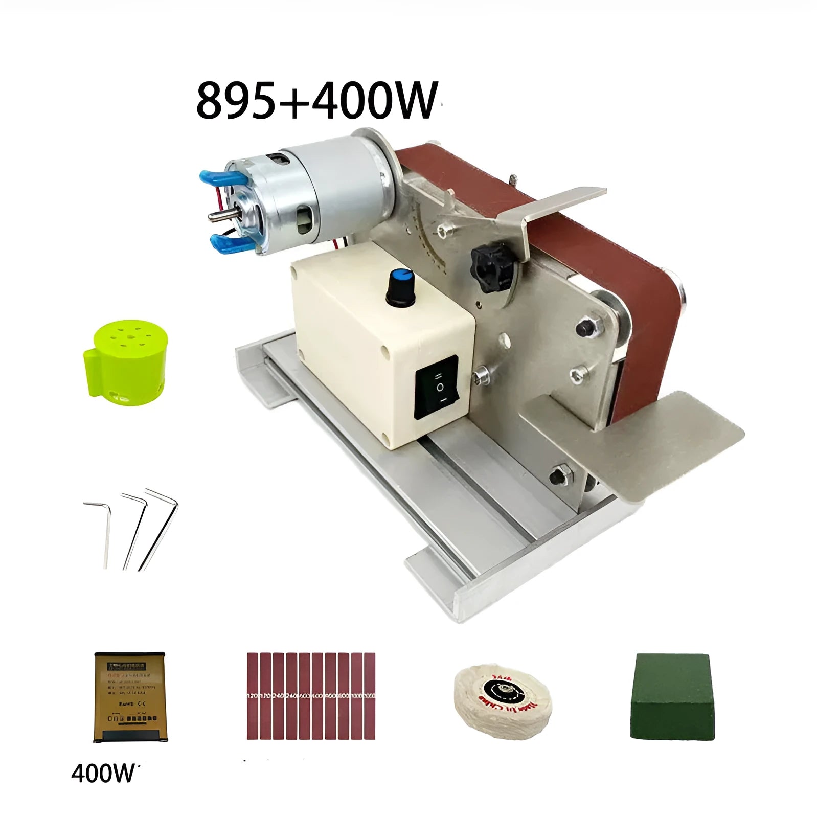 Desktop mini electric polisher fixed angle grinder silver with 400W motor stainless steel rack