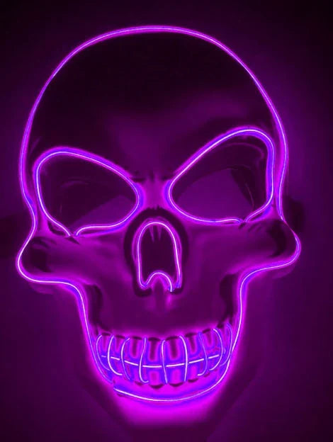 Spooky Halloween skeleton mask with glowing LED lights in various color options