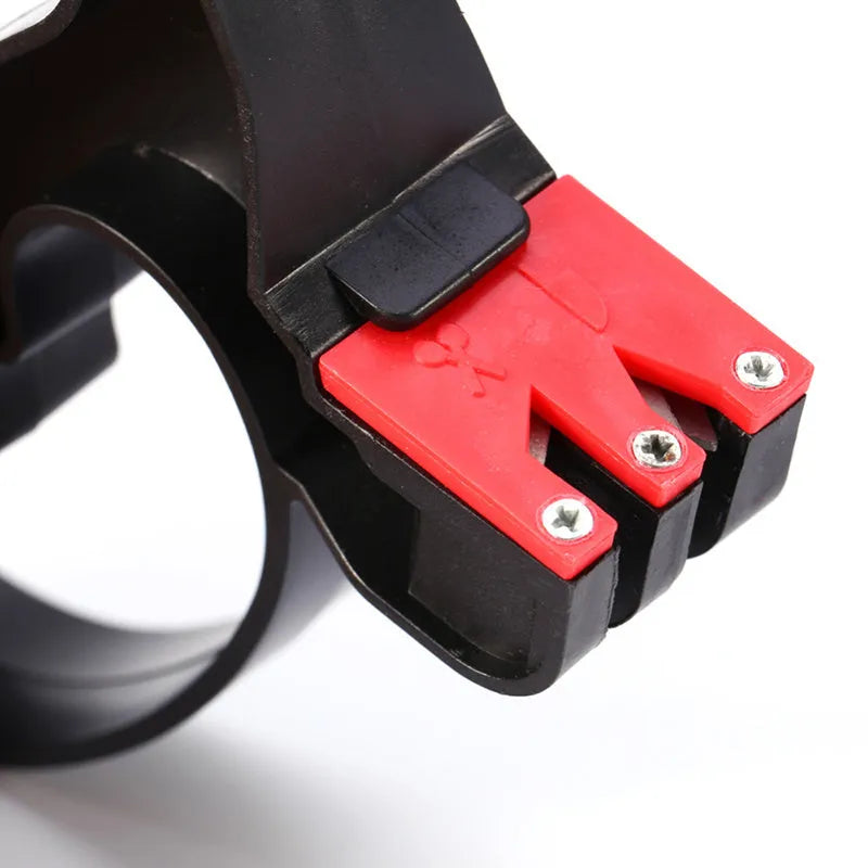 Black handheld knife and scissor sharpener with tungsten steel blade measuring 140mm