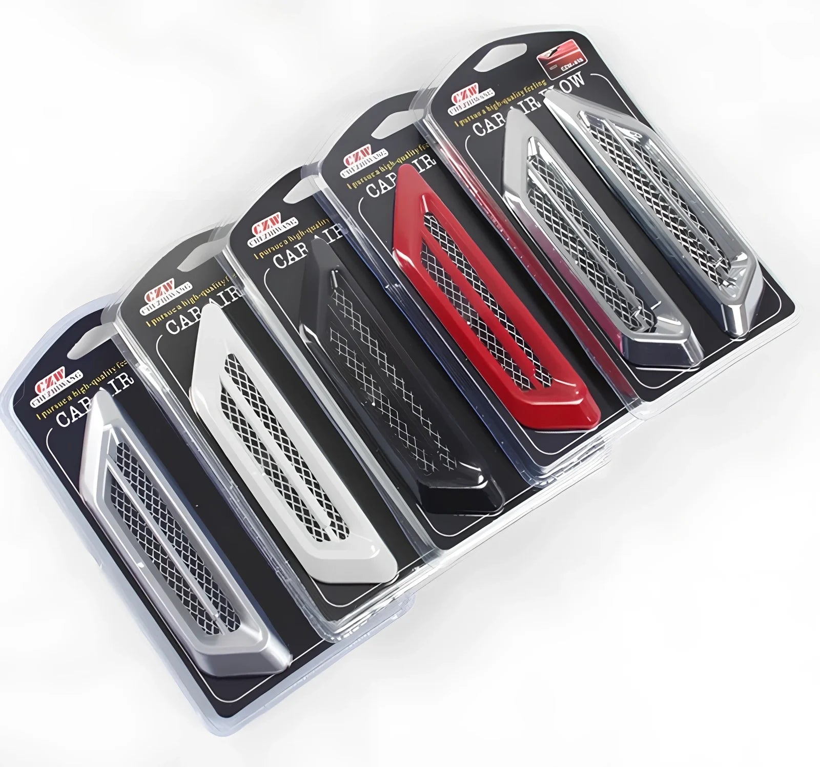 Pair of 17.0x4.3cm black mesh ABS electroplated engine cover stickers, rust-resistant for car modification