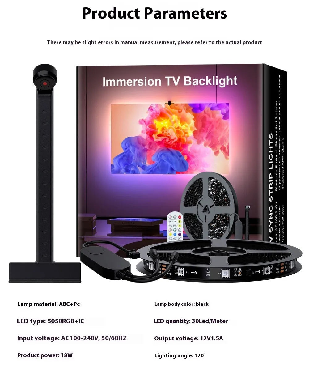 Sensor capture TV screen synchronisation magic colour ambience light belt with Bluetooth remote control, 3.8M or 5M