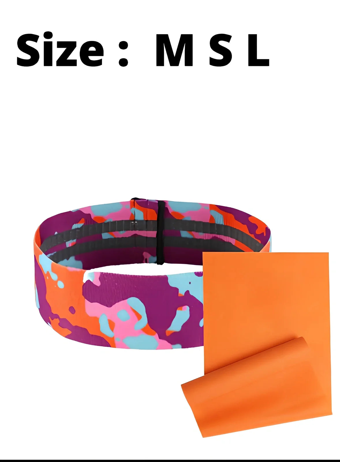 Camouflage anti-slip resistance band in blue, 67-88cm sizes for hip lift yoga training