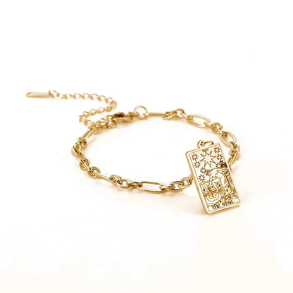 12 Tarot Card Series Stainless Steel Bracelet with 18K Gold Plating