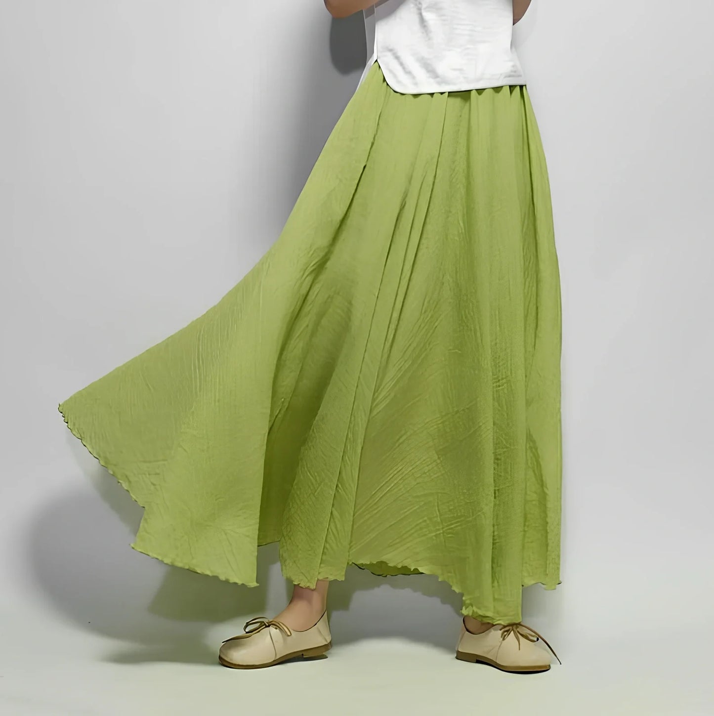 Women's cotton-linen blend A-line summer skirt with big pendulum design in various colours