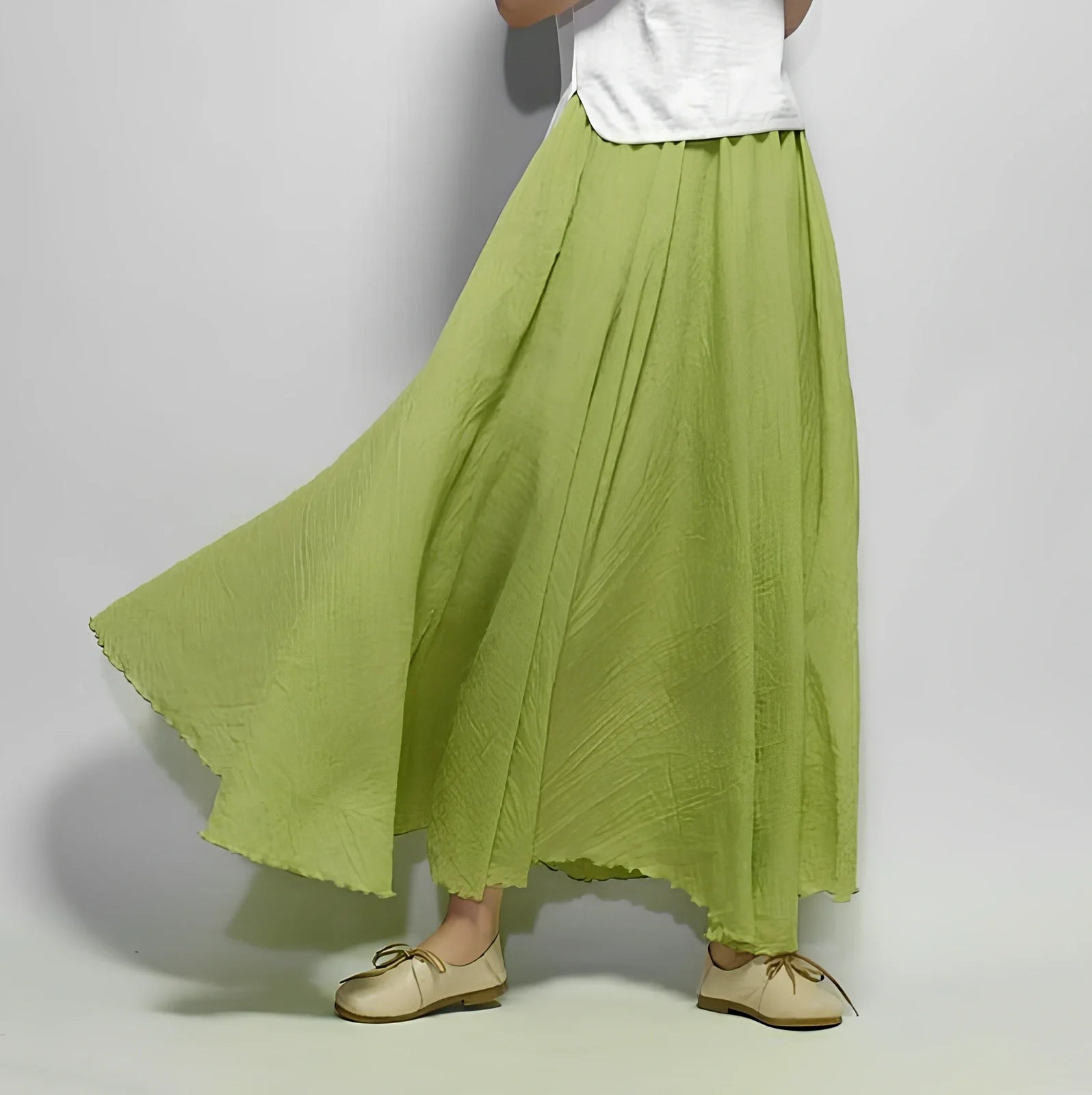 Women's cotton-linen blend A-line summer skirt with big pendulum design in various colours