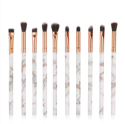 10-piece marble makeup brush set with 5 large and 5 small brushes for precise beauty application