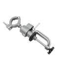 Small flat bracket type clamp-on bench vise with 360-degree rotating head