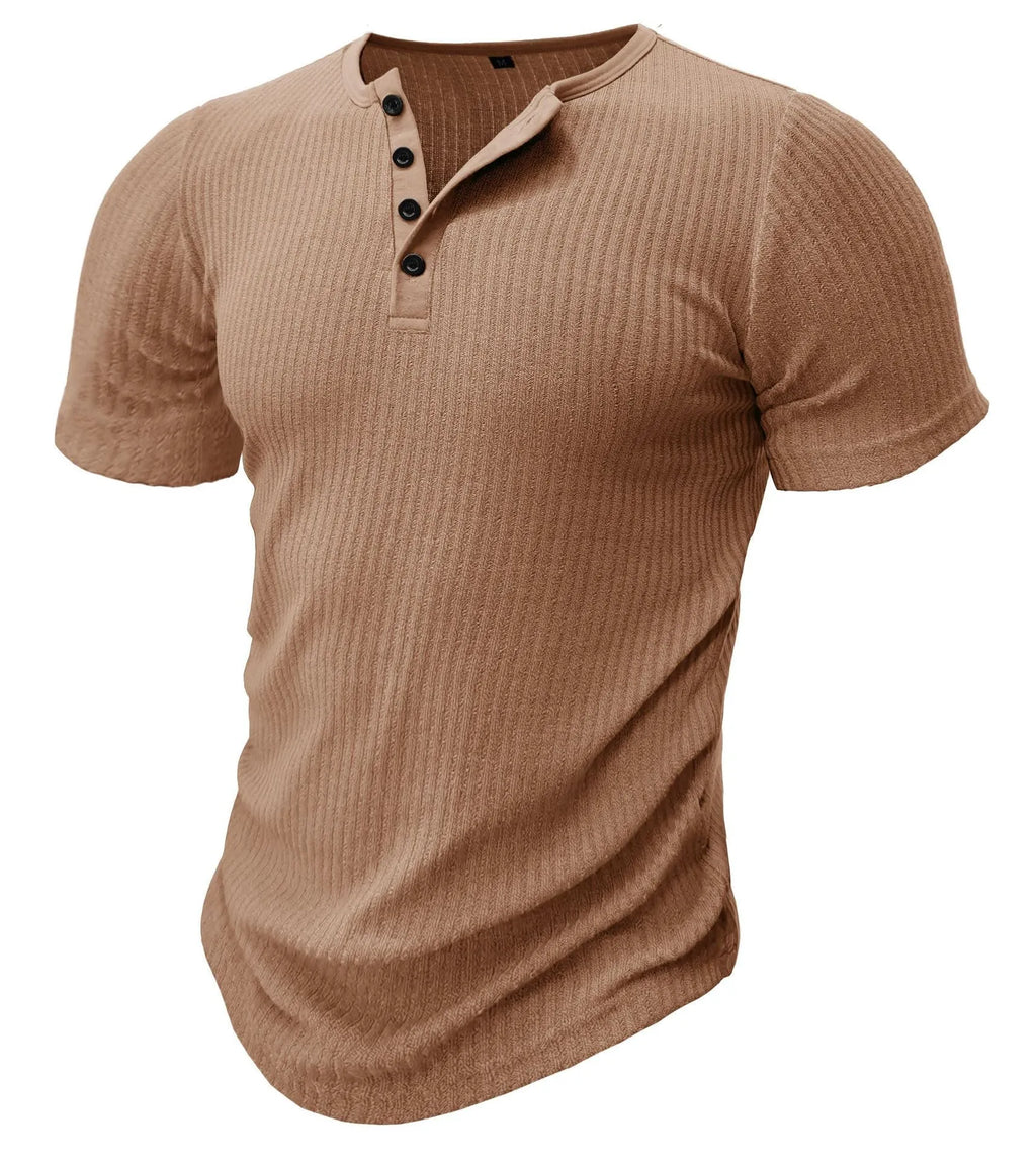 Men's slim-fit sports T-shirt in solid colours: white, black, khaki, green, navy.