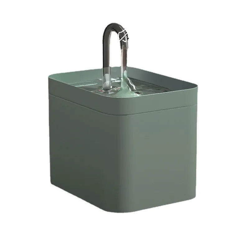 Pet water dispenser live water filter cat water fountain plastic blue green USB powered 16x11.5x12.5 cm