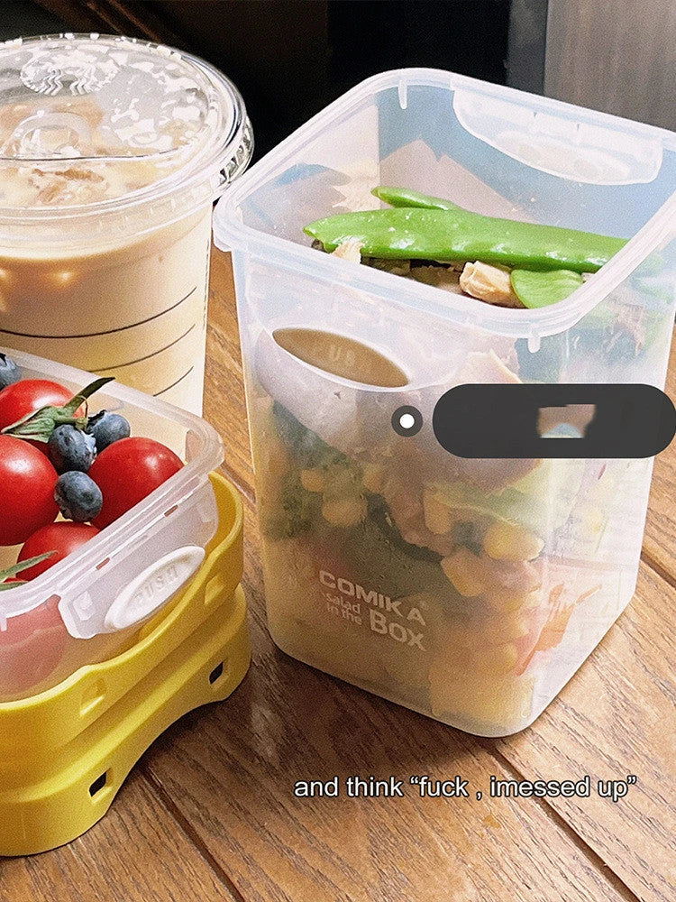 Salad Cup Portable Meal Carrier with Two-Tier Design for Layered Foods and Leak-Proof Lid