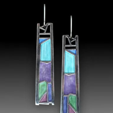 Silver water drop shaped geometric alloy women's earrings with irregular contours and post backings