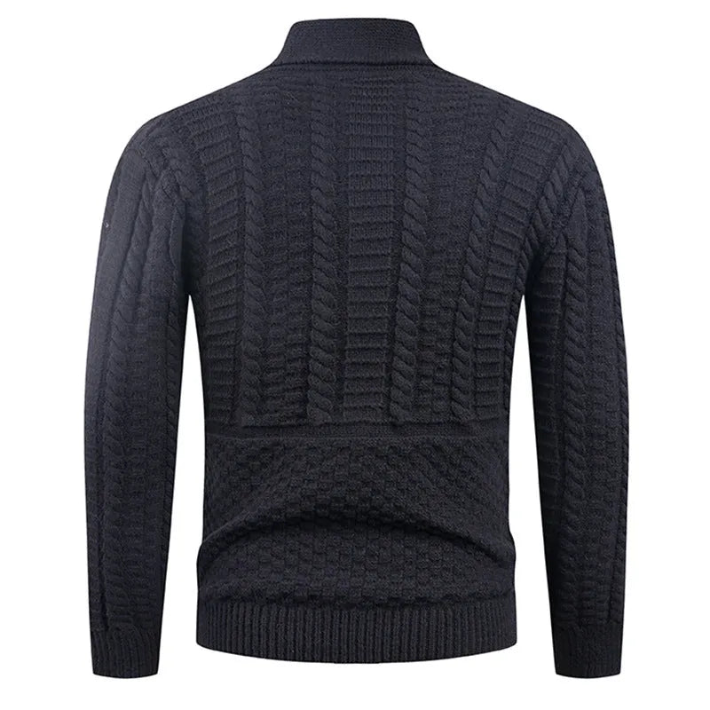 Thickening men's pullover cardigan in light gray made from rabbit fur and modal fabric
