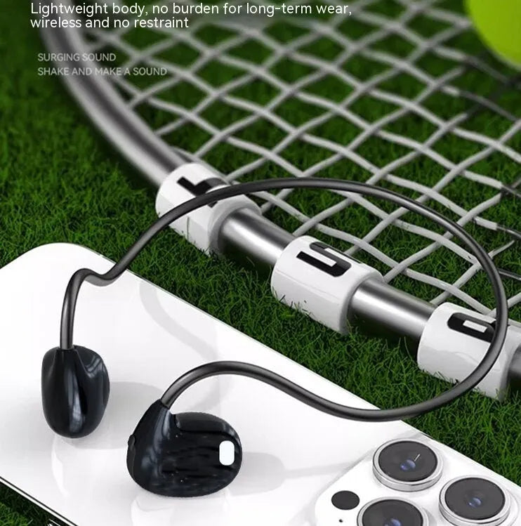 Ear hook OWS Bluetooth headset in black and white with Jerry chip, 15m range, ABS construction